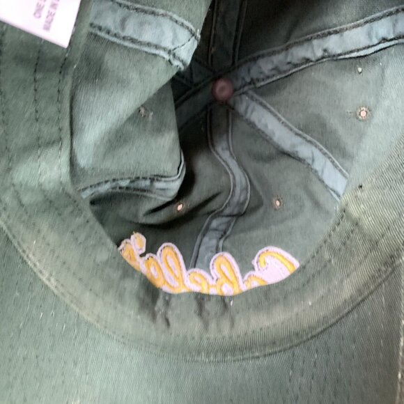 Cabelas Outdoor Hat Green With Front Spell Out Logo Strap Back One Size Cap - Picture 7 of 8